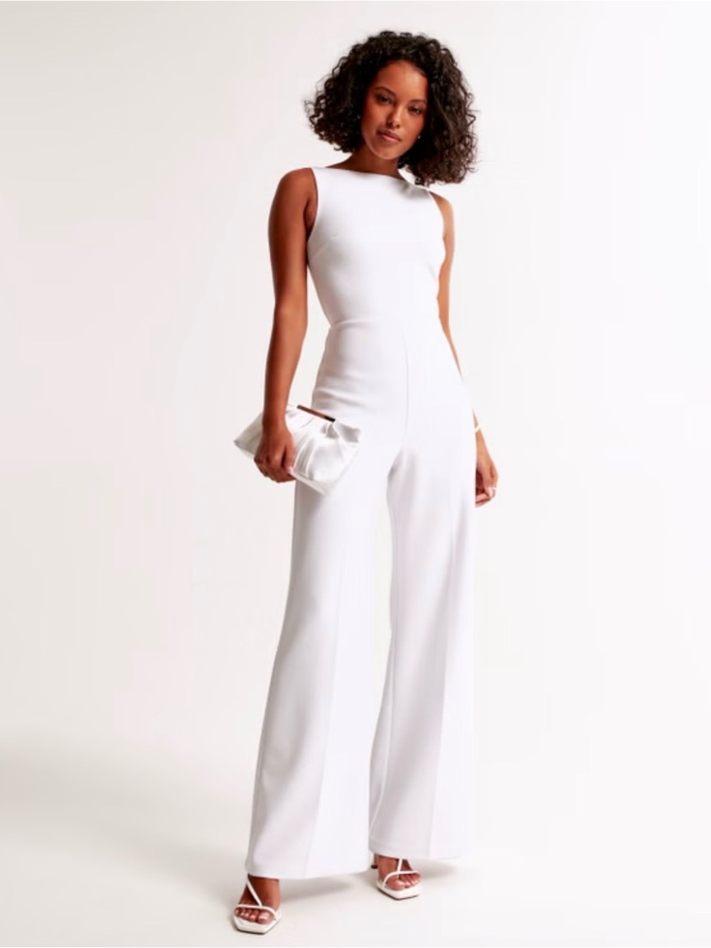 Abercrombie & Fitch White Sleeveless Wide-Leg Jumpsuit Size Small NWT